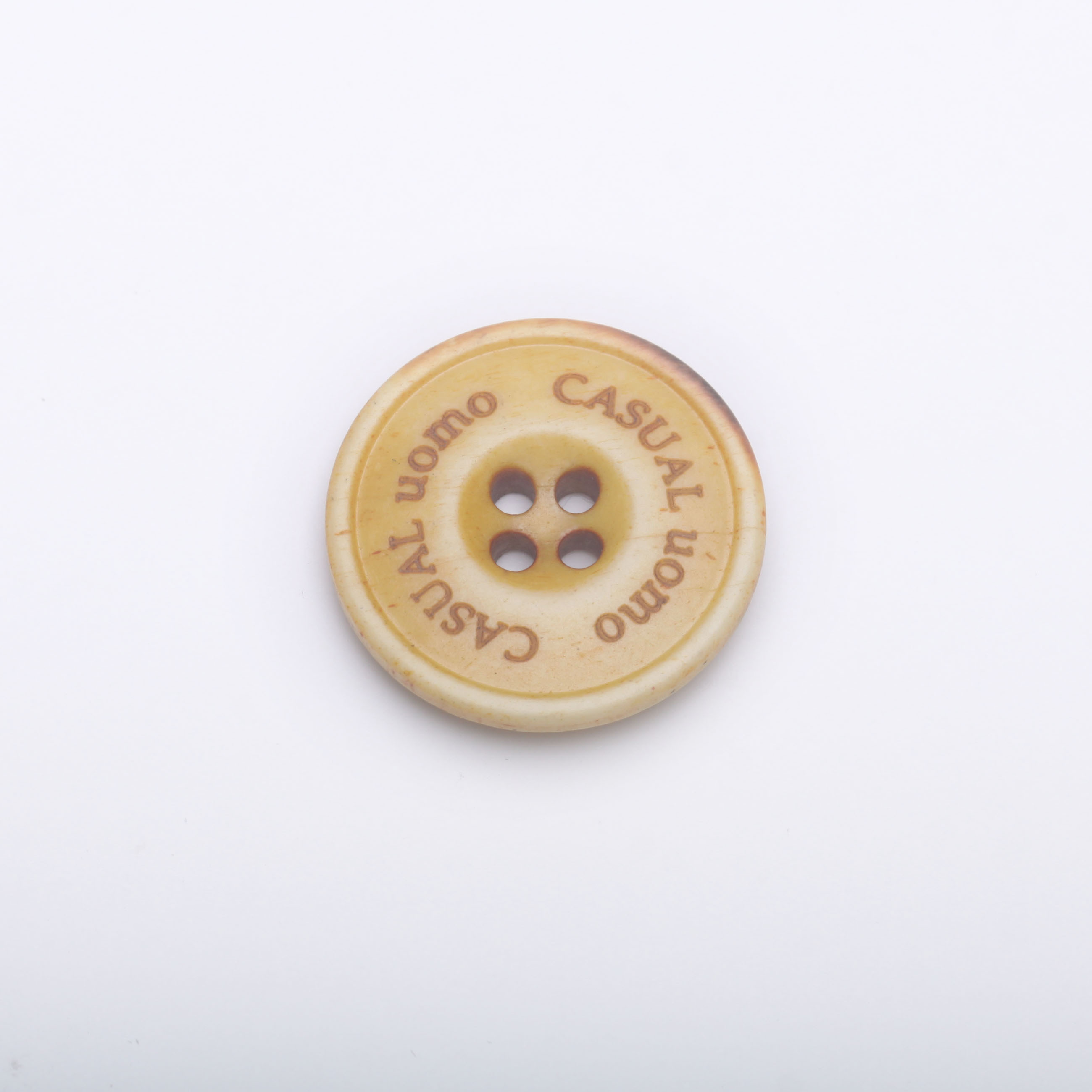 > bone button with burnt effect