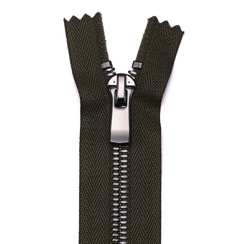 Apparel zipper component close-up